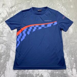 Porsche Rennsport Reunion 7 T Shirt Men's Blue Short Sleeve Graphic Tee Size S